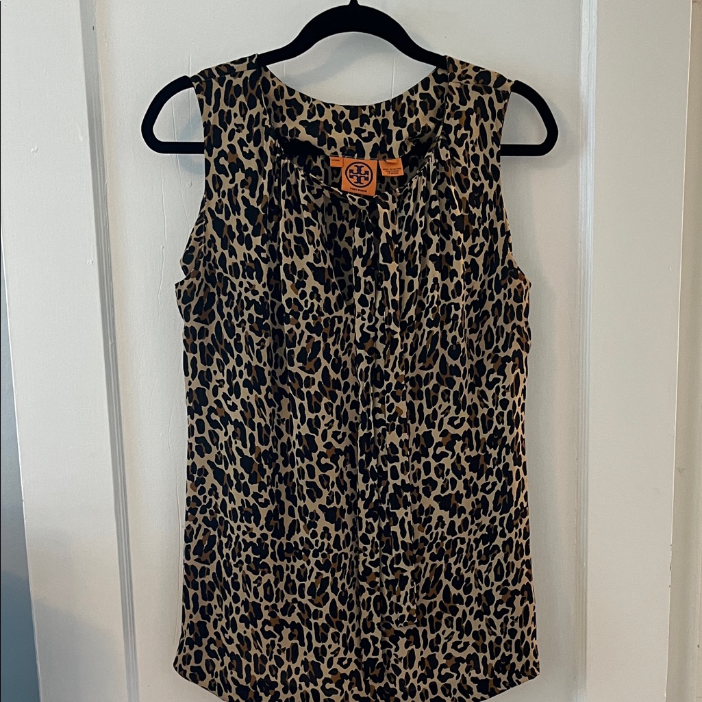 Tory Burch Animal Print Sleeveless Blouse
